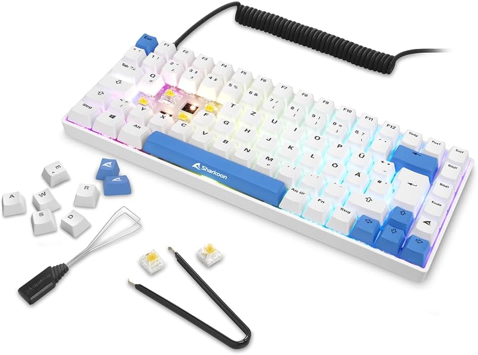 Sharkoon Skiller SGK50 S3 PBT Weiß, RGB Gaming Keyboard, 75% Layout