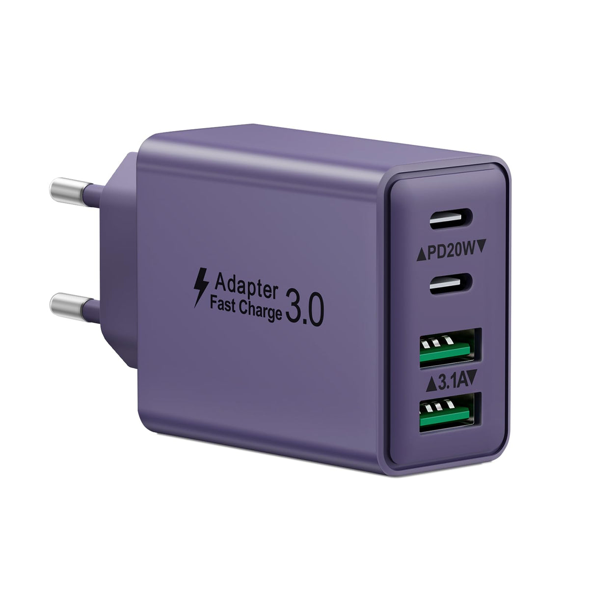 USB C Ladegerät, 40W 4 Ports Stecker Mehrfach Schnellladegerät USB C Ladegerät für iPhone 17 16 15 14 13 Pro Max Plus 12 11, Samsung