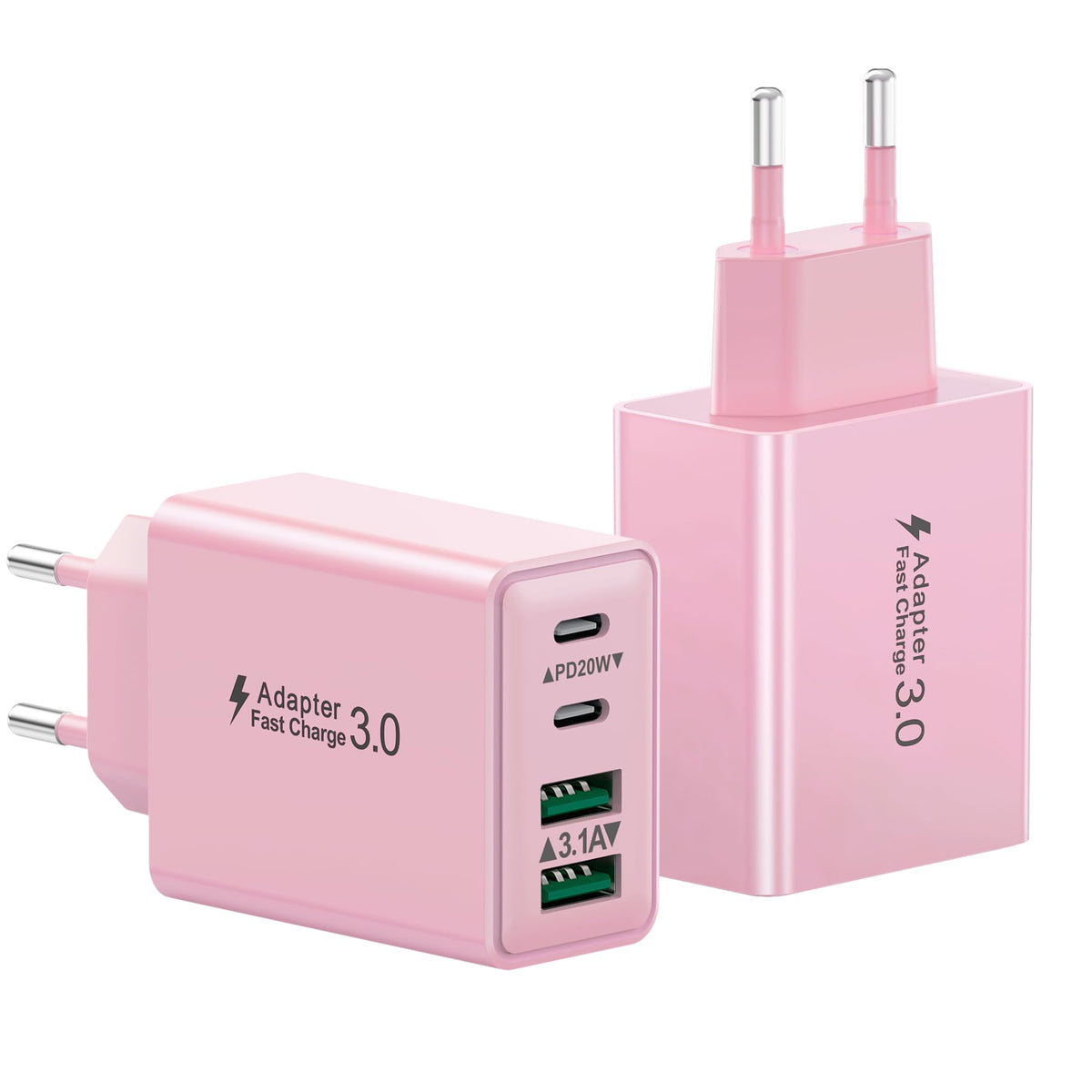 USB C Ladegerät, 40W 4 Ports Stecker Mehrfach Schnellladegerät USB C Ladegerät für iPhone 17 16 15 14 13 Pro Max Plus 12 11, Samsung