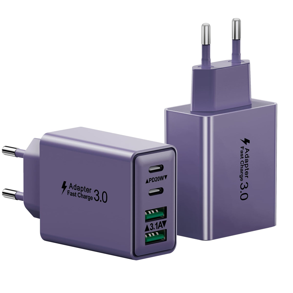 USB C Ladegerät, 40W 4 Ports Stecker Mehrfach Schnellladegerät USB C Ladegerät für iPhone 17 16 15 14 13 Pro Max Plus 12 11, Samsung