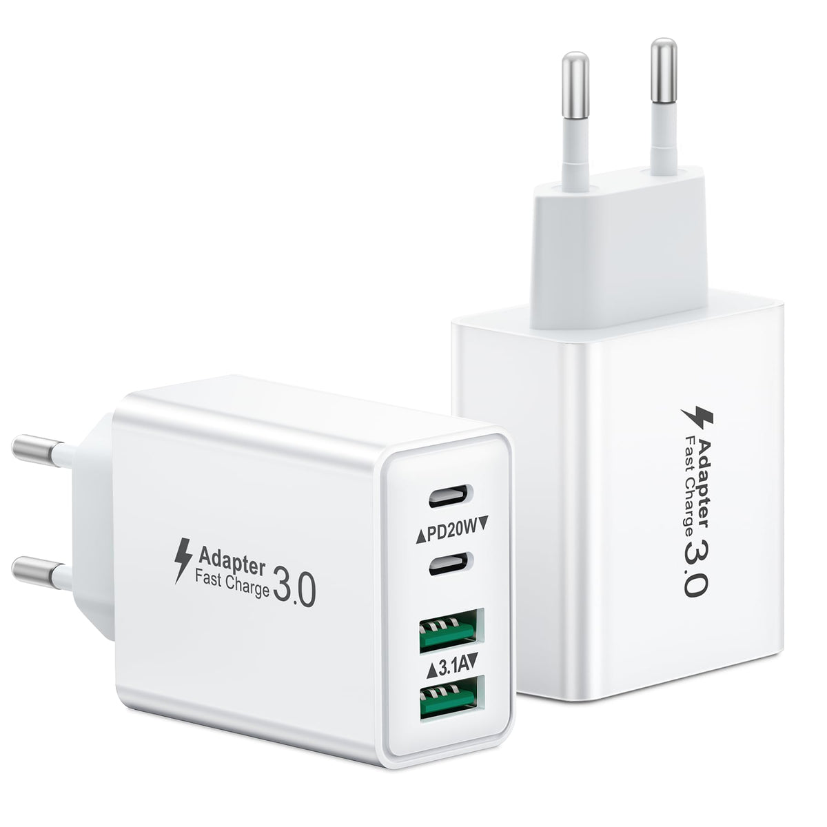 USB C Ladegerät, 40W 4 Ports Stecker Mehrfach Schnellladegerät USB C Ladegerät für iPhone 17 16 15 14 13 Pro Max Plus 12 11, Samsung