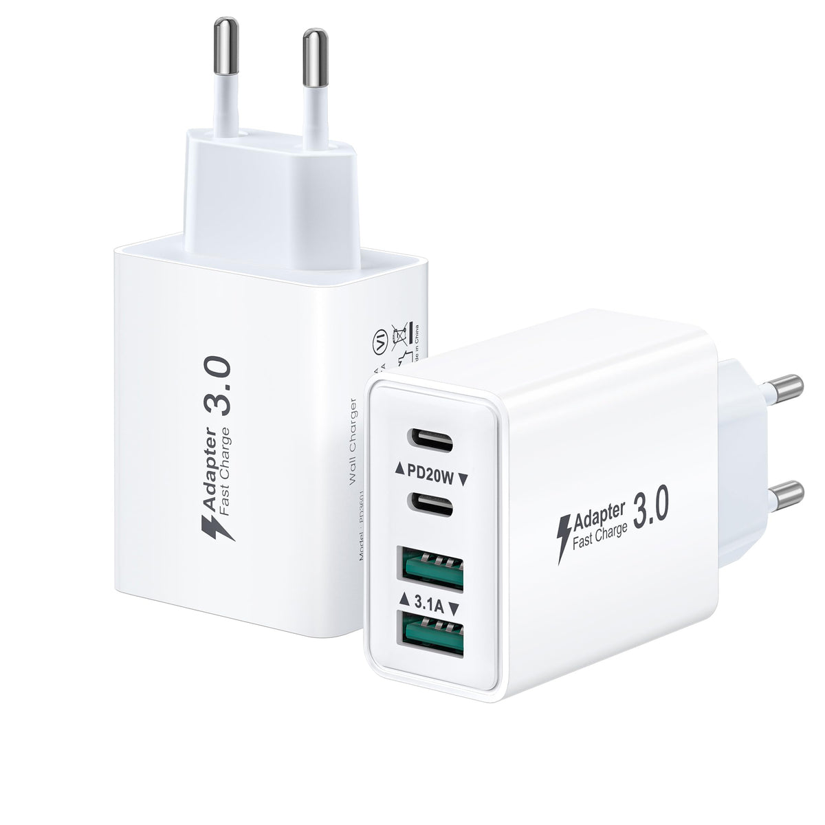 USB C Ladegerät, 40W 4 Ports Stecker Mehrfach Schnellladegerät USB C Ladegerät für iPhone 17 16 15 14 13 Pro Max Plus 12 11, Samsung