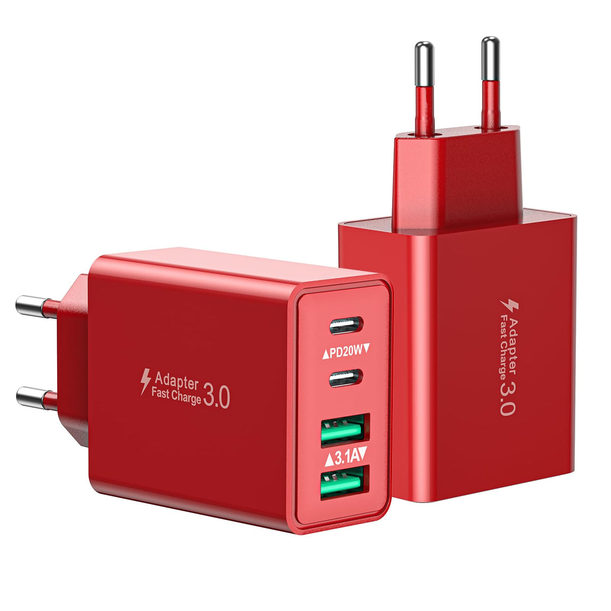 USB C Ladegerät, 40W 4 Ports Stecker Mehrfach Schnellladegerät USB C Ladegerät für iPhone 17 16 15 14 13 Pro Max Plus 12 11, Samsung