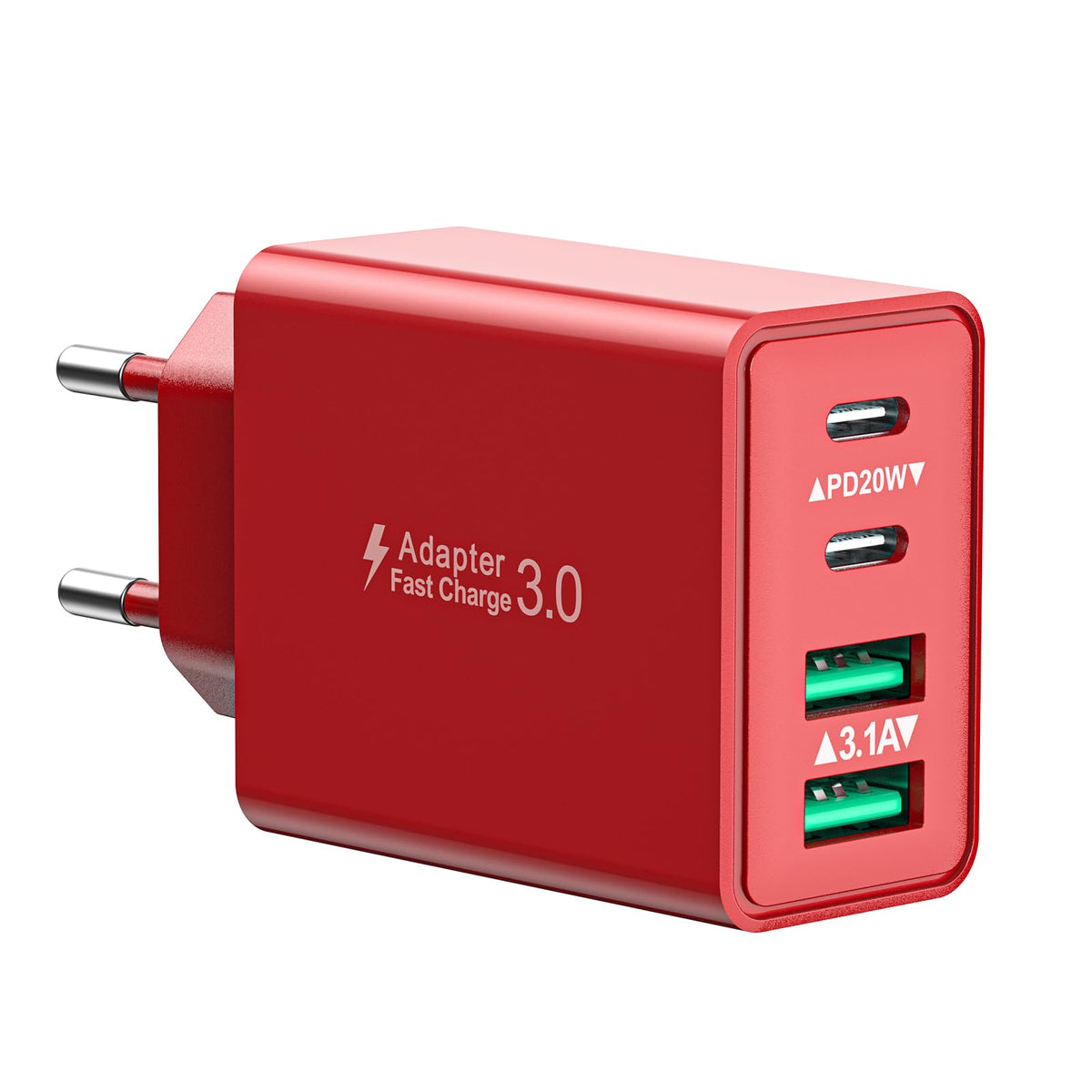 USB C Ladegerät, 40W 4 Ports Stecker Mehrfach Schnellladegerät USB C Ladegerät für iPhone 17 16 15 14 13 Pro Max Plus 12 11, Samsung