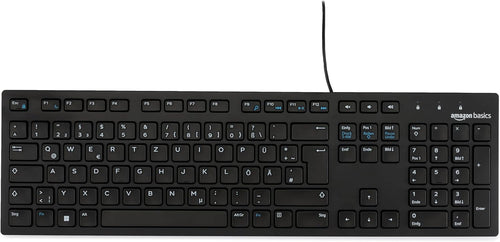 Basics Tastatur mit DE-Layout, flach, USB-kabelgebunden, Mattschwarz