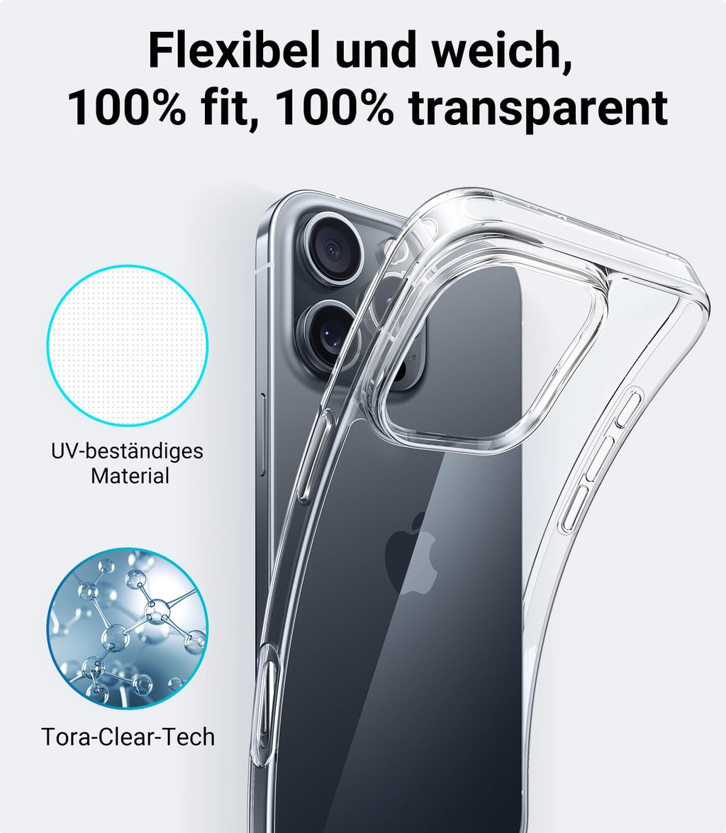TORRAS für iPhone 18 Pro Hülle iPhone 17 Pro Hülle,Militärschut,Transparent