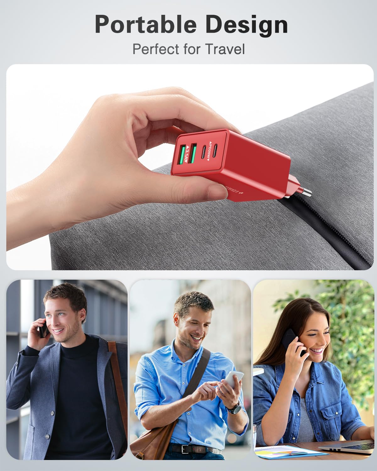 USB C Ladegerät, 40W 4 Ports Stecker Mehrfach Schnellladegerät USB C Ladegerät für iPhone 17 16 15 14 13 Pro Max Plus 12 11, Samsung