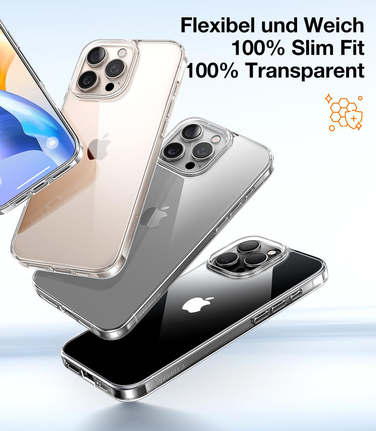 TORRAS für iPhone 18 Pro Hülle iPhone 17 Pro Hülle,Militärschut,Transparent