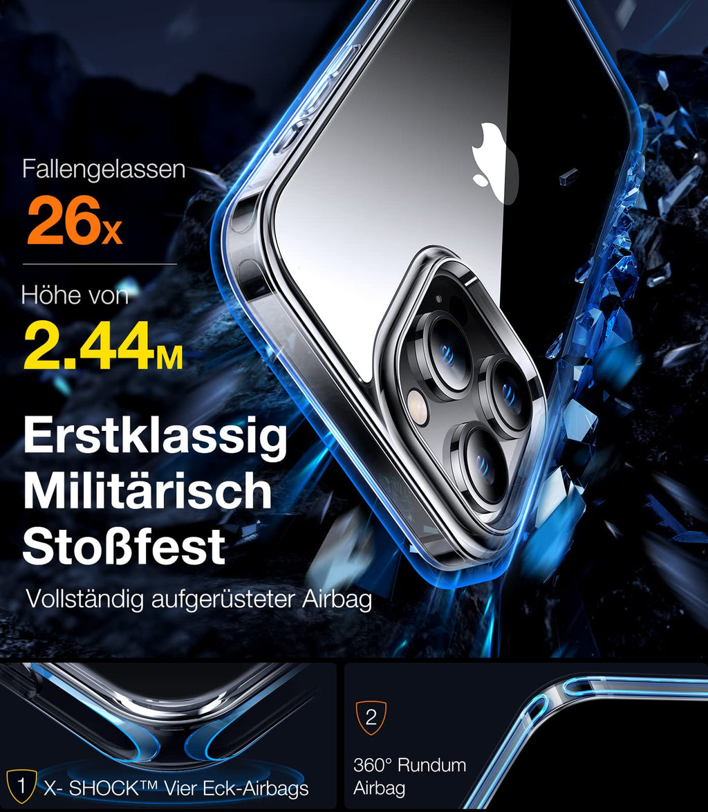 TORRAS für iPhone 18 Pro Hülle iPhone 17 Pro Hülle,Militärschut,Transparent