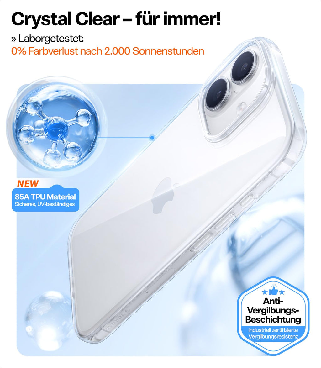 TORRAS für iPhone 18 Pro Hülle iPhone 17 Pro Hülle,Militärschut,Transparent