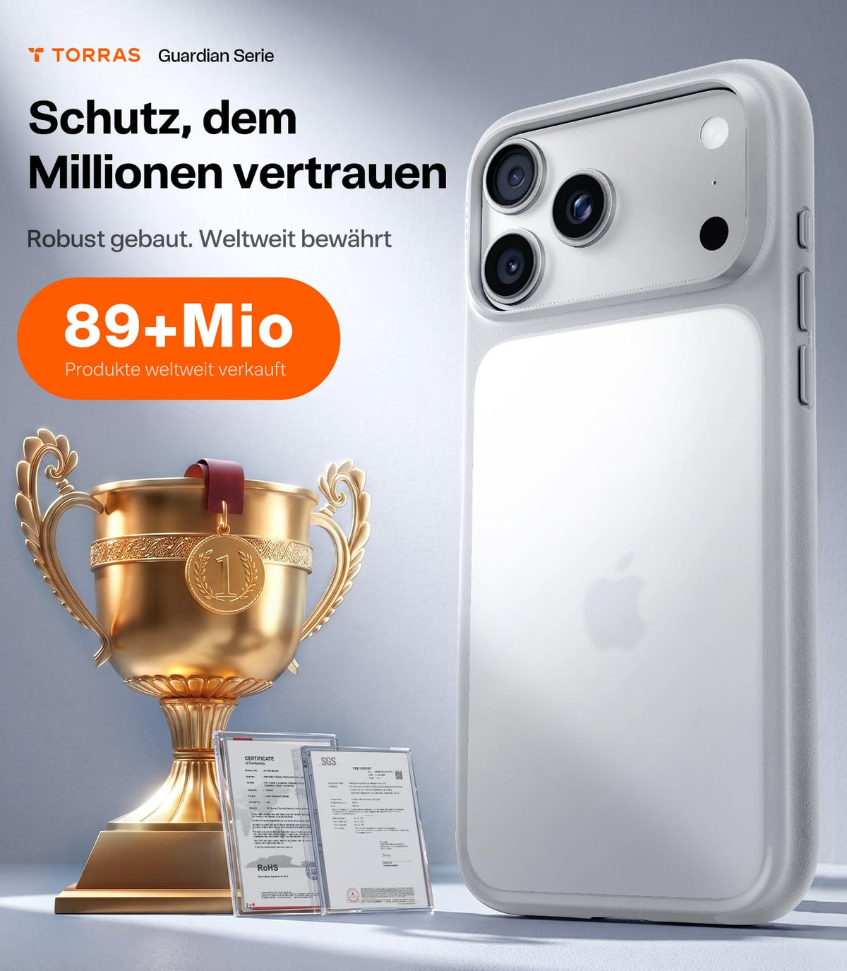 TORRAS für iPhone 18 Pro Hülle iPhone 17 Pro Hülle,Militärschut,Transparent