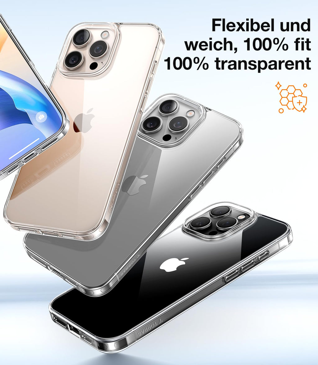 TORRAS für iPhone 18 Pro Hülle iPhone 17 Pro Hülle,Militärschut,Transparent