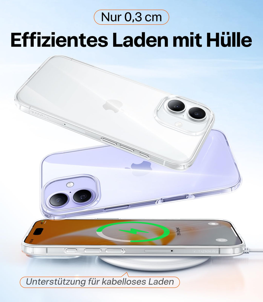 TORRAS für iPhone 18 Pro Hülle iPhone 17 Pro Hülle,Militärschut,Transparent