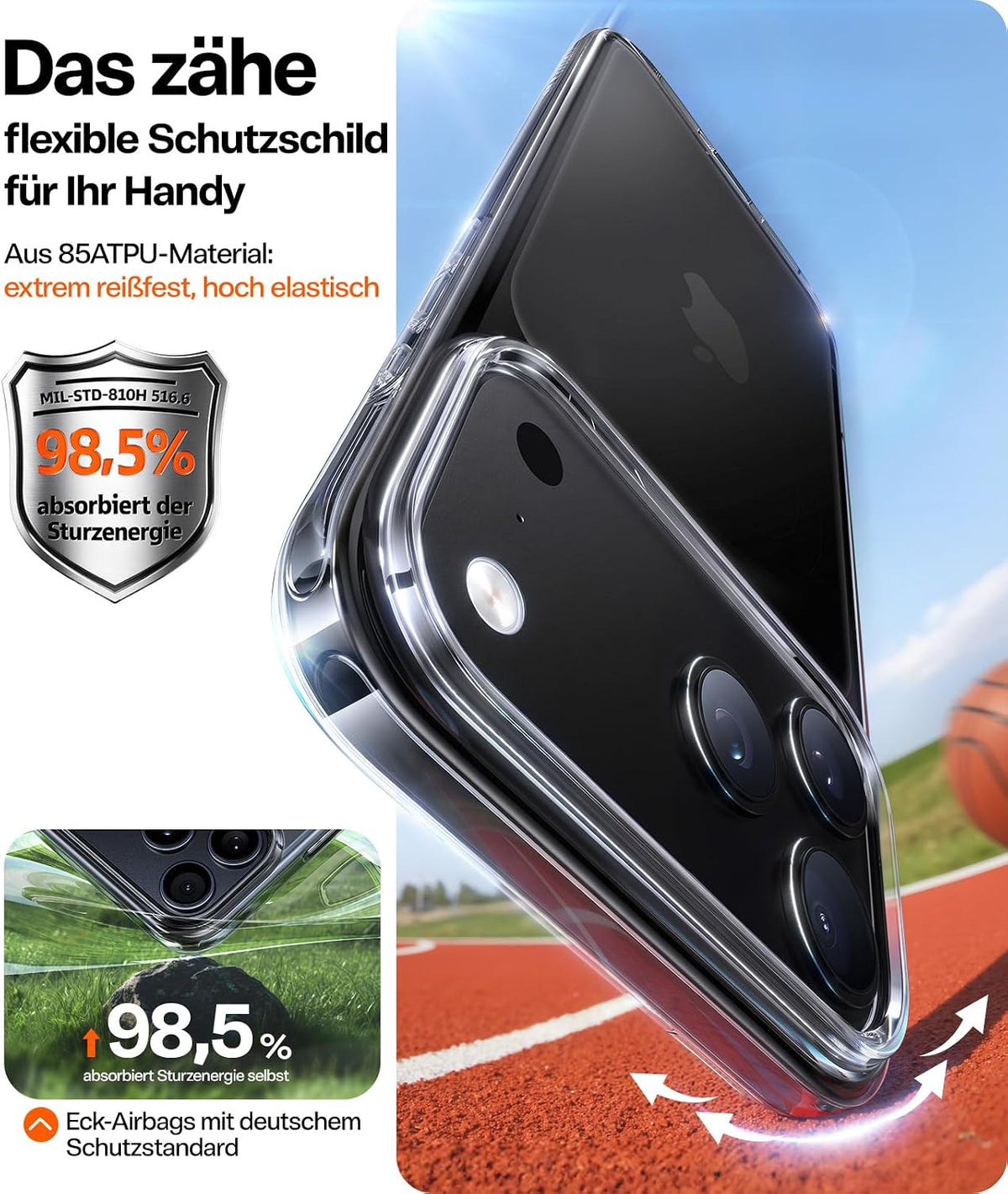 TORRAS für iPhone 18 Pro Hülle iPhone 17 Pro Hülle,Militärschut,Transparent