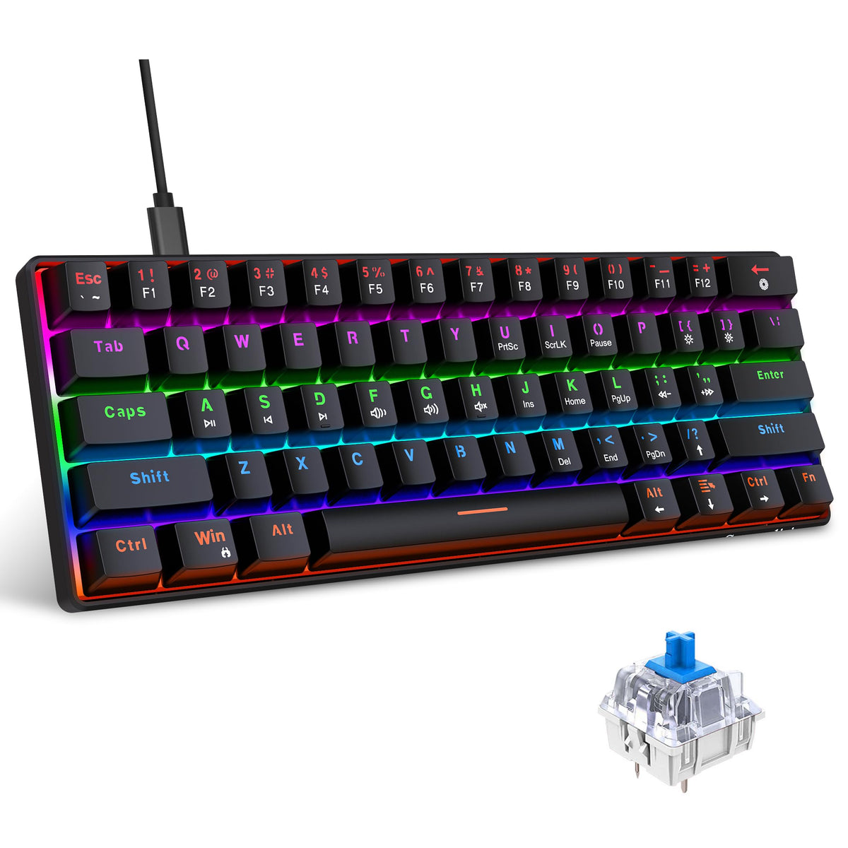 Snpurdiri 60% kabelgebundene mechanische Gaming-Tastatur