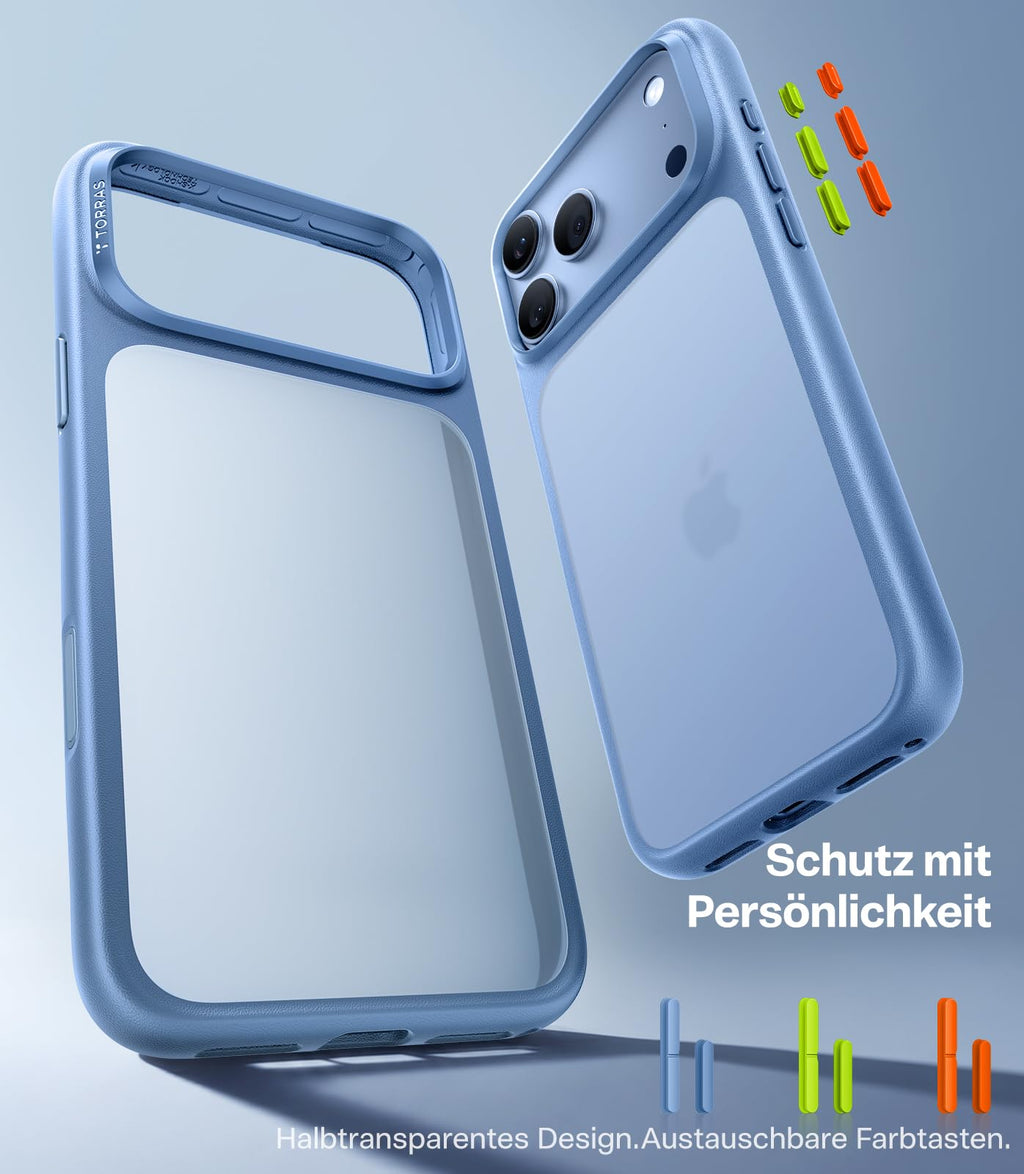 TORRAS für iPhone 18 Pro Hülle iPhone 17 Pro Hülle,Militärschut,Transparent