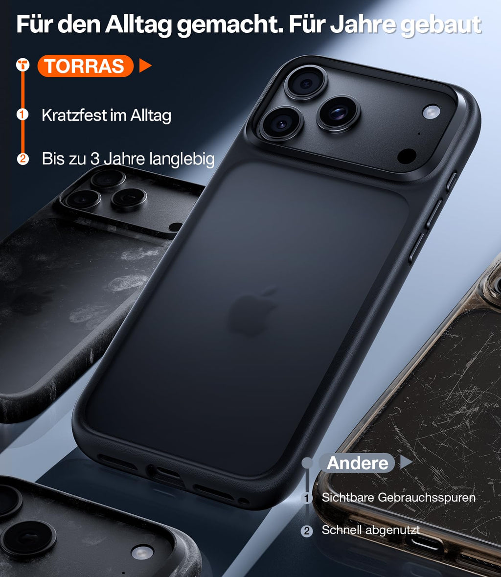 TORRAS für iPhone 18 Pro Hülle iPhone 17 Pro Hülle,Militärschut,Transparent