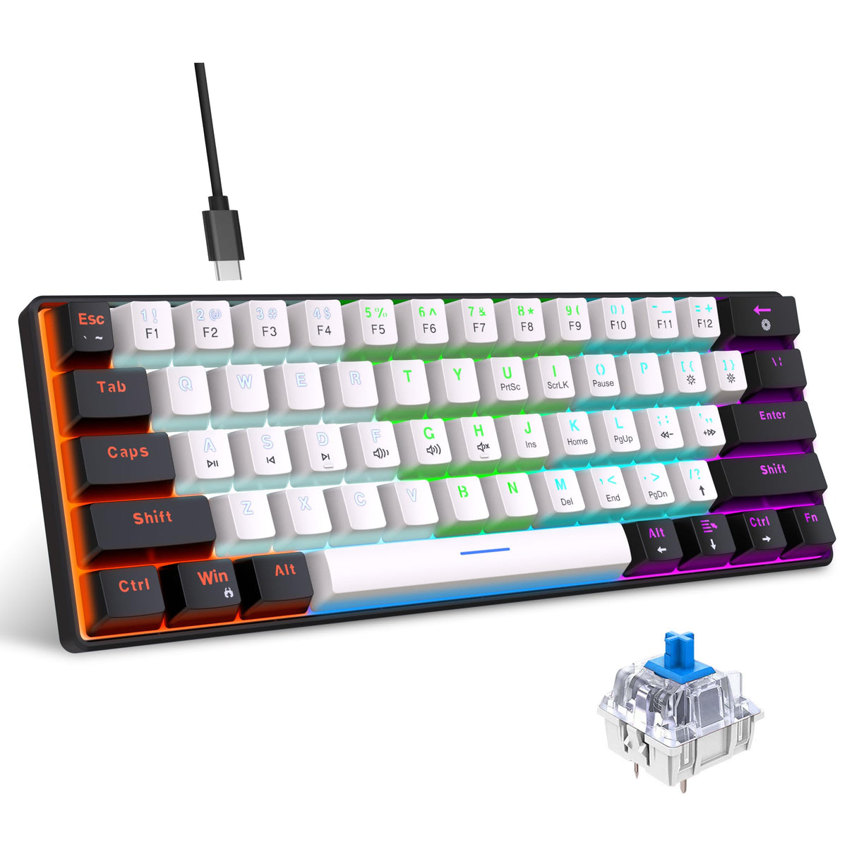 Snpurdiri 60% kabelgebundene mechanische Gaming-Tastatur