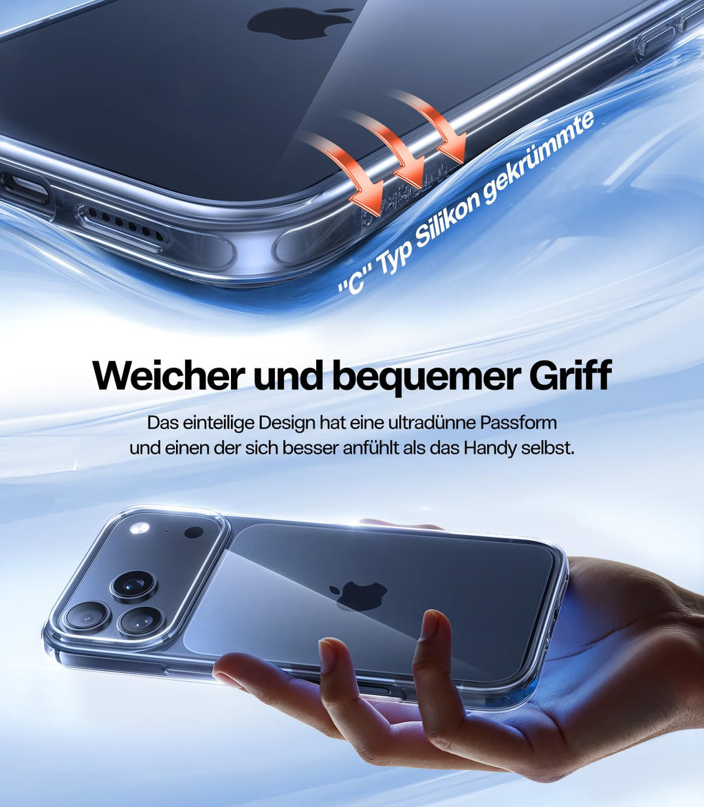 TORRAS für iPhone 18 Pro Hülle iPhone 17 Pro Hülle,Militärschut,Transparent
