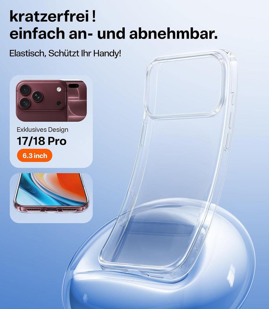 TORRAS für iPhone 18 Pro Hülle iPhone 17 Pro Hülle,Militärschut,Transparent