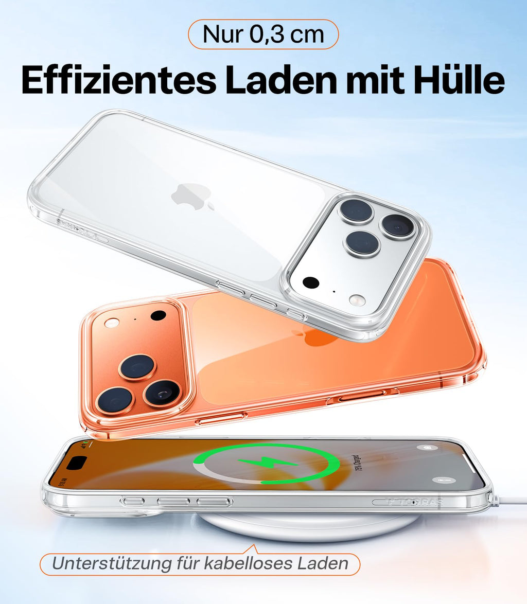 TORRAS für iPhone 18 Pro Hülle iPhone 17 Pro Hülle,Militärschut,Transparent