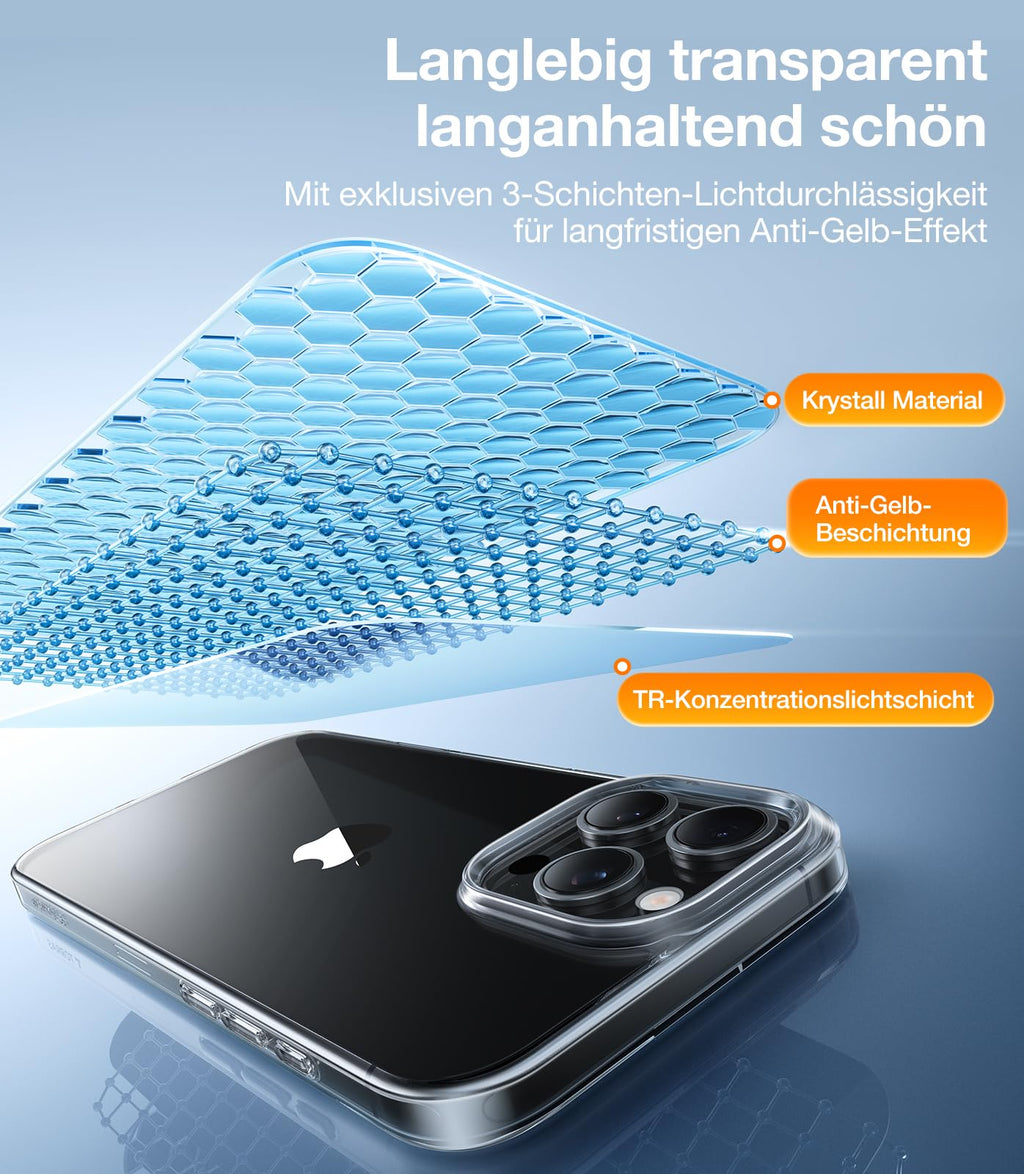 TORRAS für iPhone 18 Pro Hülle iPhone 17 Pro Hülle,Militärschut,Transparent