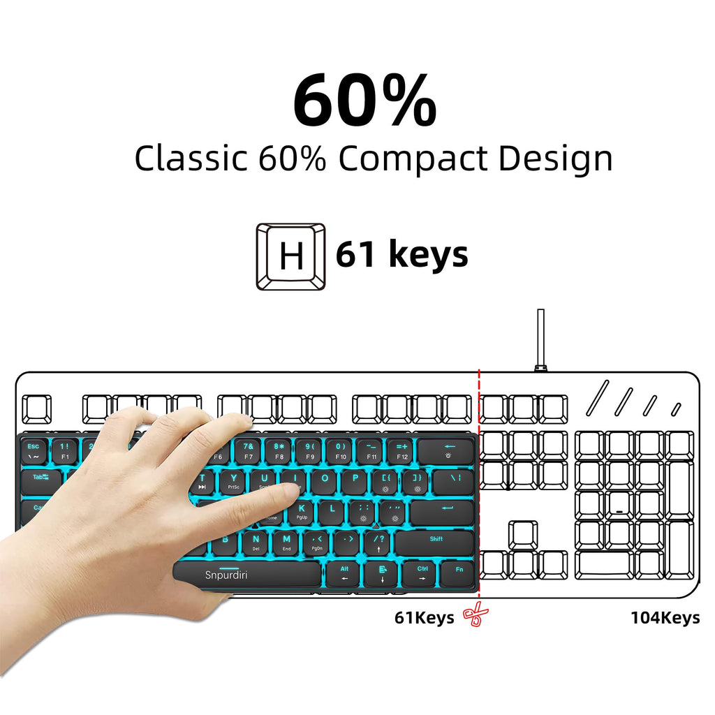 Snpurdiri 60% kabelgebundene mechanische Gaming-Tastatur