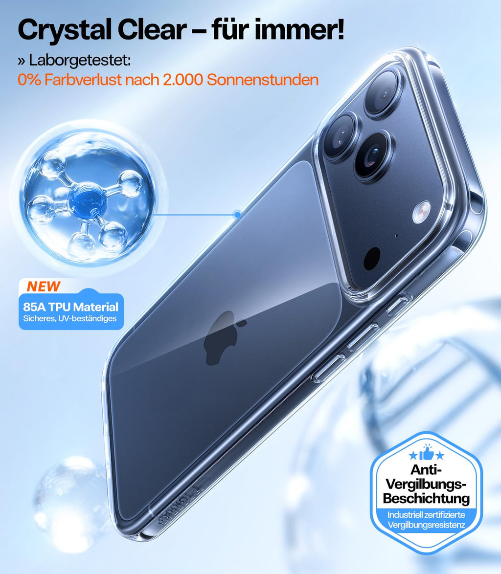 TORRAS für iPhone 18 Pro Hülle iPhone 17 Pro Hülle,Militärschut,Transparent