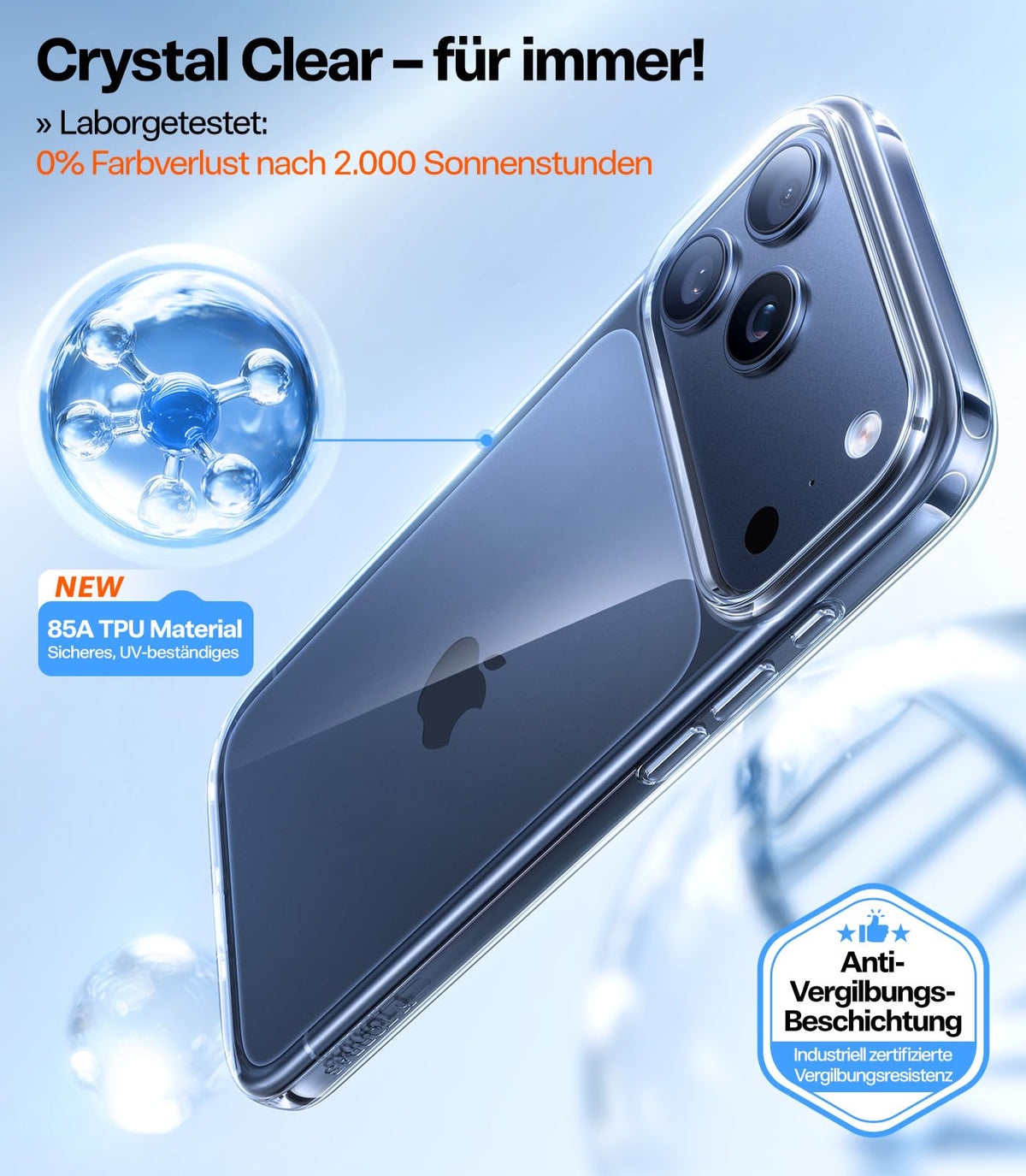 TORRAS für iPhone 18 Pro Hülle iPhone 17 Pro Hülle,Militärschut,Transparent