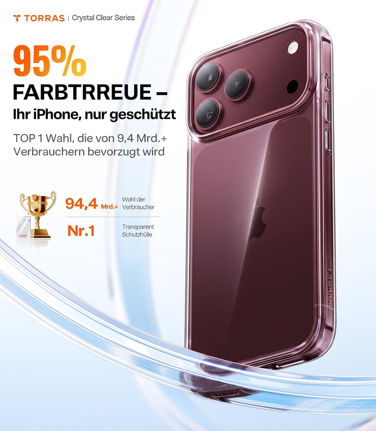 TORRAS für iPhone 18 Pro Hülle iPhone 17 Pro Hülle,Militärschut,Transparent