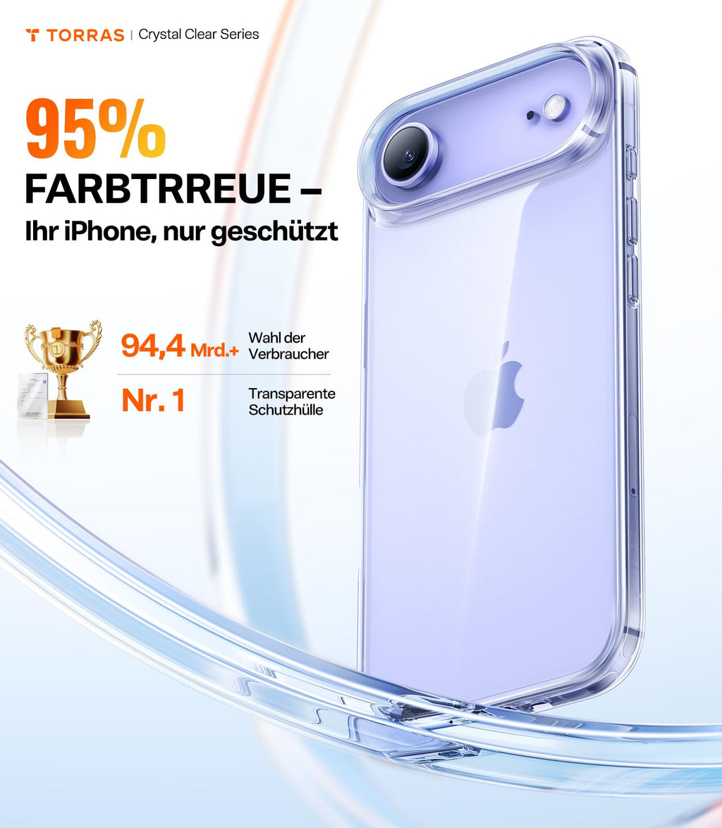 TORRAS für iPhone 18 Pro Hülle iPhone 17 Pro Hülle,Militärschut,Transparent