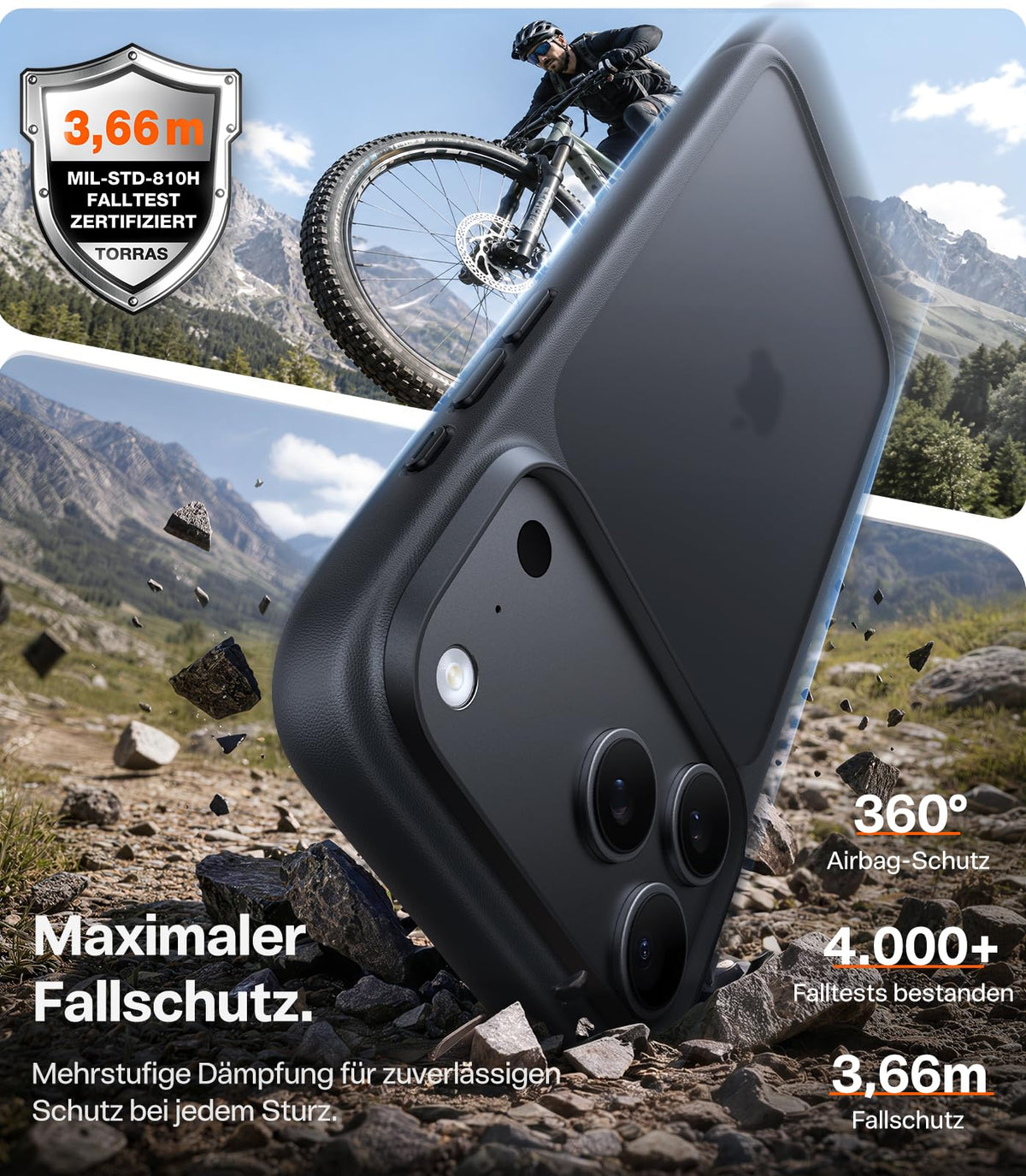 TORRAS für iPhone 18 Pro Hülle iPhone 17 Pro Hülle,Militärschut,Transparent