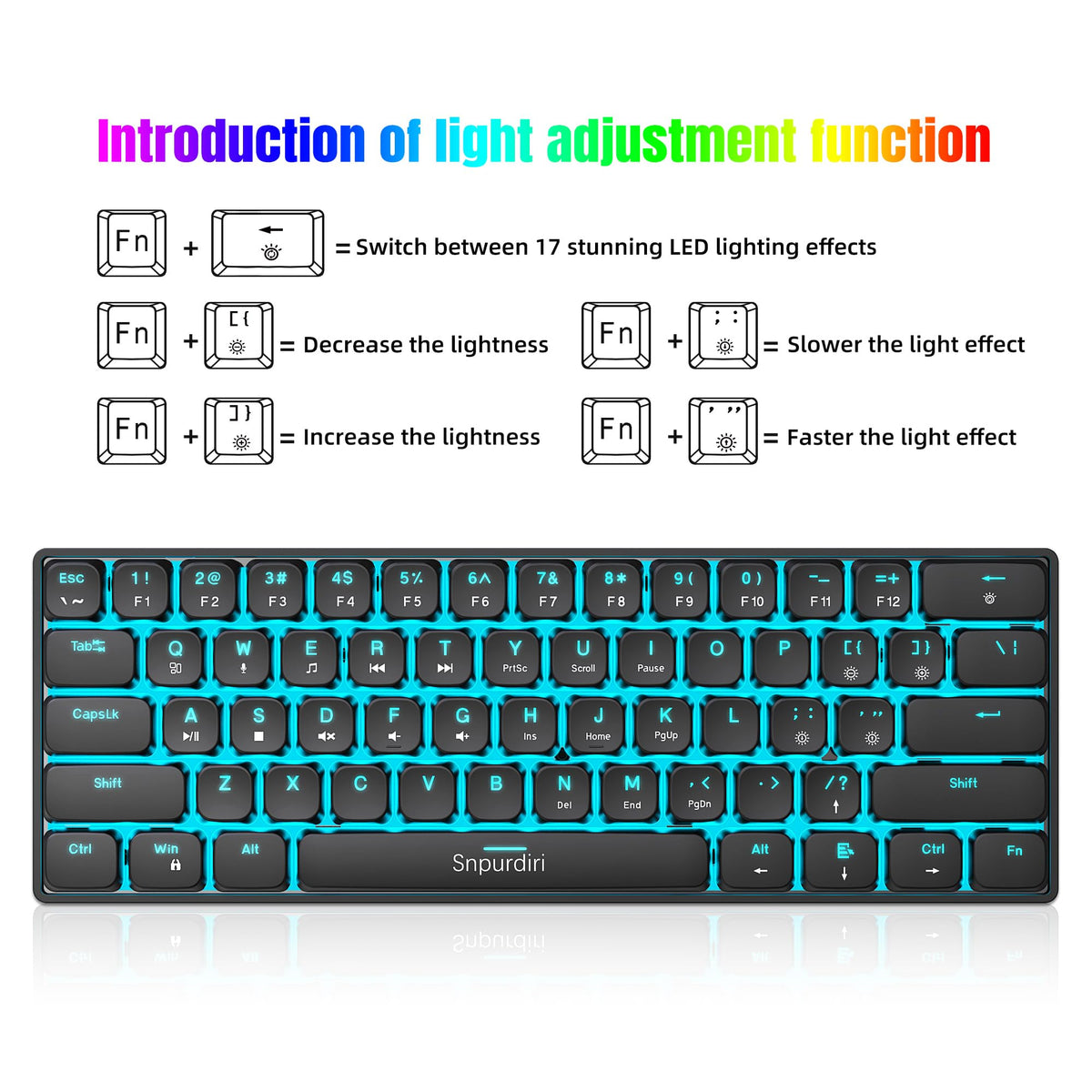 Snpurdiri 60% kabelgebundene mechanische Gaming-Tastatur