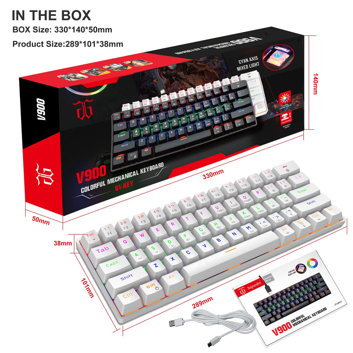 Snpurdiri 60% kabelgebundene mechanische Gaming-Tastatur