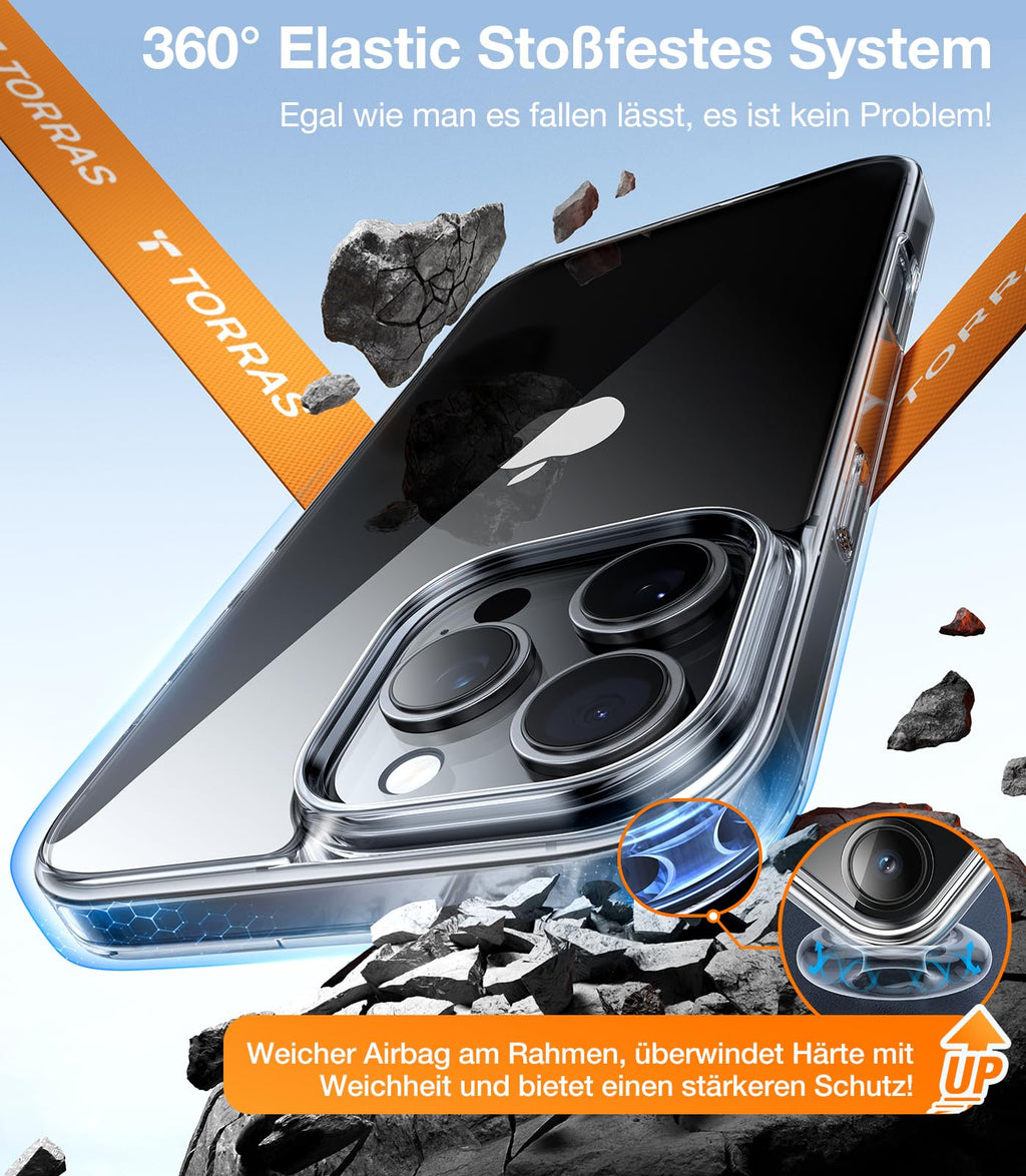 TORRAS für iPhone 18 Pro Hülle iPhone 17 Pro Hülle,Militärschut,Transparent