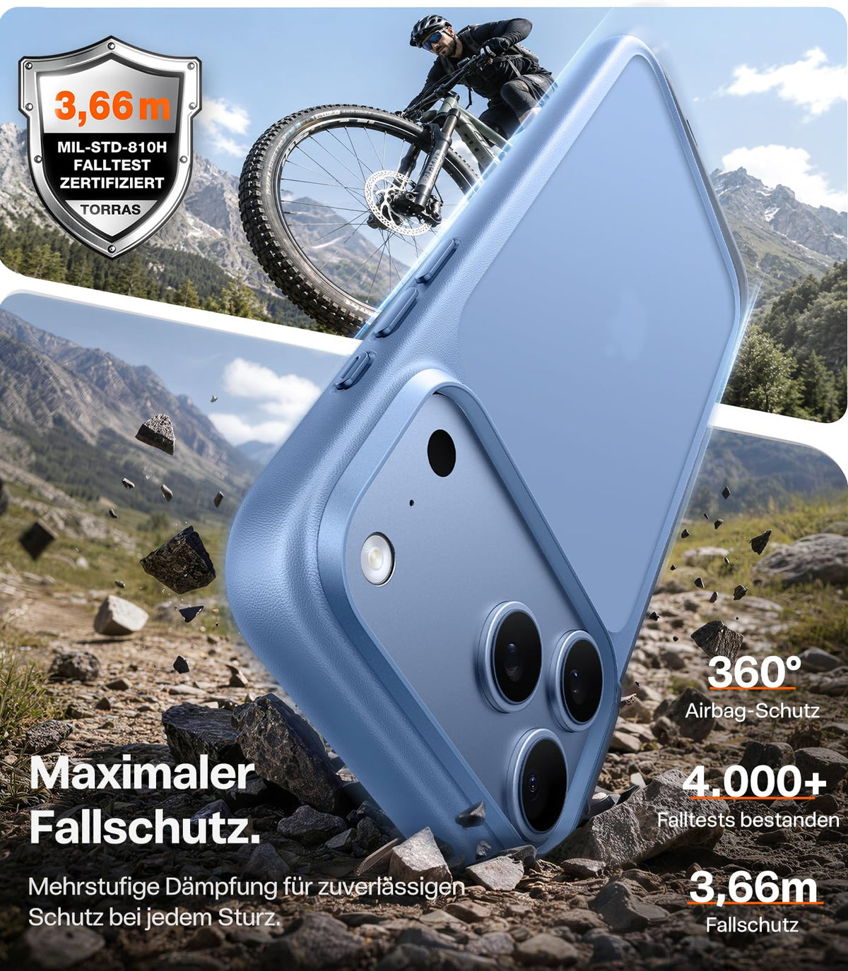 TORRAS für iPhone 18 Pro Hülle iPhone 17 Pro Hülle,Militärschut,Transparent